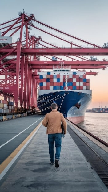 A cargo ship at a busy Asian port, symbolizing the importance of efficient logistics and supply chain management for businesses operating in the Asian market.