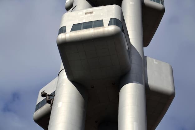 A futuristic spaceport with a sleek, reusable rocket on the launchpad, surrounded by support vehicles and personnel. The sky is a bright blue with a few clouds.