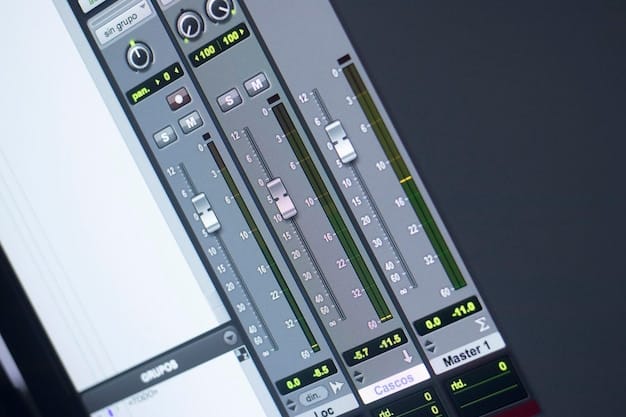 Screen capture of a DAW (Digital Audio Workstation) settings window, showing the audio interface selection dropdown, buffer size settings, and other relevant parameters. The DAW is either Ableton Live, Logic Pro X, or Cubase. The image highlights the process of configuring the audio interface within the software.