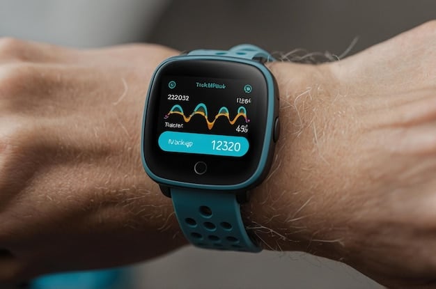 A close-up of a sophisticated smartwatch with a vibrant display showing health metrics, notifications, and a sleek user interface. The watch is worn on a person's wrist, highlighting its integration into daily life.