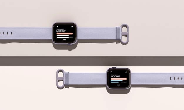 A side-by-side comparison of the Apple Watch Series 8 and Series 9, highlighting the subtle design differences in the casing and the slightly larger display area of the Series 9. Both watches are displaying the same watch face for a fair comparison.