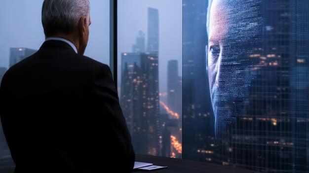 A photograph of a congressional hearing focused on funding for emerging technologies, with expert witnesses presenting data and insights on the potential impact of artificial intelligence.