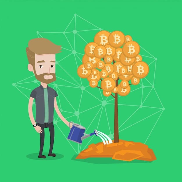 A graphical representation of yield farming and staking, showcasing how users can earn rewards by locking up their cryptocurrencies in DeFi protocols.