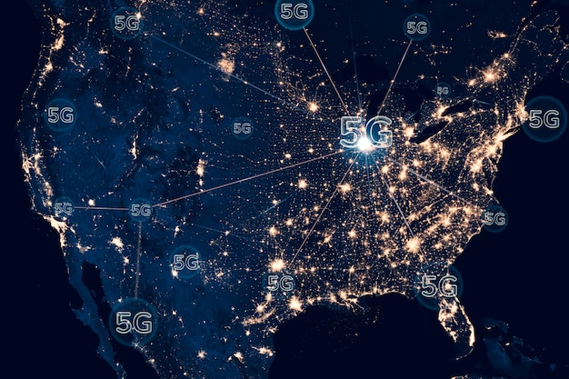 A split-screen comparison of different satellite internet providers' coverage maps over the United States, visually highlighting the varying degrees of availability across different regions. The maps should be clear and easy to understand, emphasizing the competitive landscape.