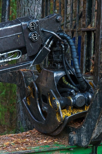 A close-up of a robotic arm welding components in a US automotive factory. Sparks are flying, and the robot is moving with precision. The image highlights the use of robots in heavy manufacturing and their ability to perform dangerous tasks.