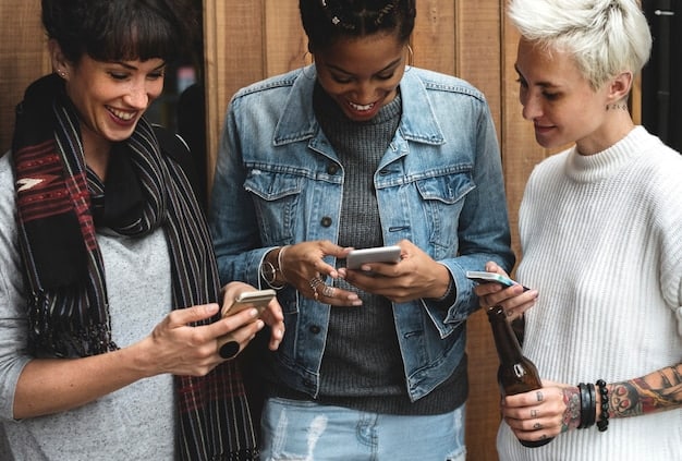 A diverse group of US shoppers using various personalized retail technologies, such as scanning QR codes for product info, receiving real-time offers on their phones, and interacting with smart mirrors.