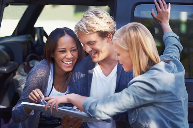 A diverse group of young, tech-savvy consumers admiring a concept electric vehicle at a car show, with interactive displays and sustainable branding in the background, illustrating evolving consumer interests.