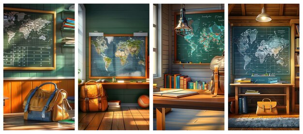 A split image showing two classrooms: one with students using traditional textbooks and blackboards, and the other with students collaboratively working on tablets with a projector displaying interactive content, illustrating the digital transformation in education.