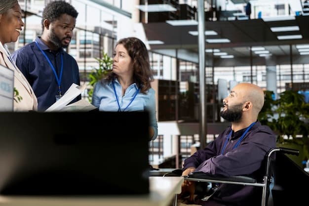 A diverse group of engineers and data scientists collaborating intently in a modern control room, surrounded by multiple large screens displaying complex orbital mechanics and satellite telemetry data, symbolizing innovation and collaboration in aerospace.