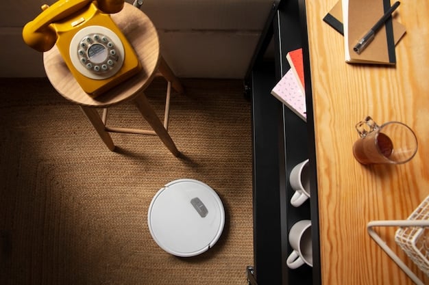 A side-by-side comparison illustrating a CleanSweep robot vacuum meticulously cleaning a section of a living room floor, with a person in the background effortlessly using an upright traditional vacuum to tackle a different, heavily carpeted area.