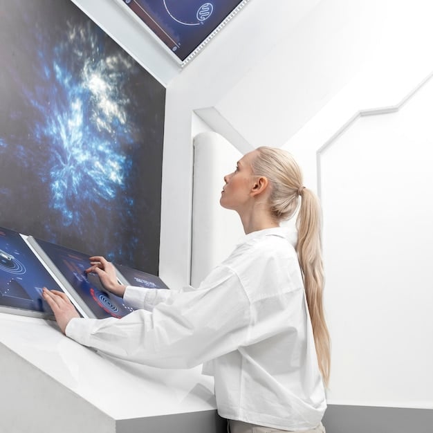 Engineers examining a detailed schematic of an advanced composite material structure on a holographic display, with laboratory equipment in the background.