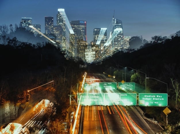 A depiction of a futuristic smart city in the US, with self-driving cars, drone delivery systems, and seamlessly integrated smart infrastructure, all powered by advanced 6G connectivity.