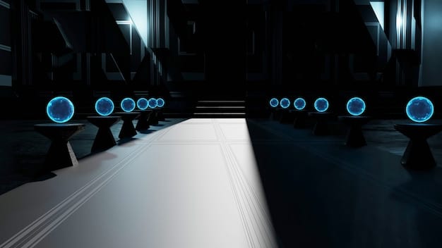 A detailed, futuristic retail store interior with subtle AR overlays on product displays, showing information bubbles and interactive elements, representing both customer experience and operational efficiency.