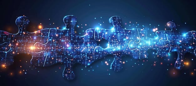 A detailed, stylized digital roadmap with interconnected nodes representing policy frameworks, international collaborations, and technological milestones, all pointing towards a secure future for data. Emphasize lines of connection and strategic direction.