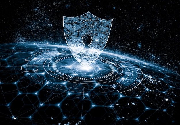 A detailed network diagram overlayed with a protective shield, symbolizing the strategic measures being implemented for enhanced cybersecurity and data protection.